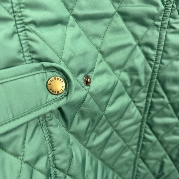 L.L. Bean Vest Womens Large Green Quilted Snap Button Plaid Lined NWOT Outdoor - Picture 7 of 10